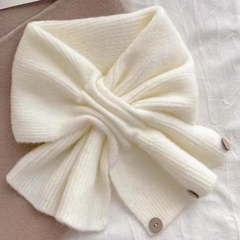 

high qualitySoft And Skin-Friendly Small Scarf, Short Women S Cross Neck Warmer, Warm Button Scarf, Fashionable Scarf for Autumn And Winter, Perfect бежевий