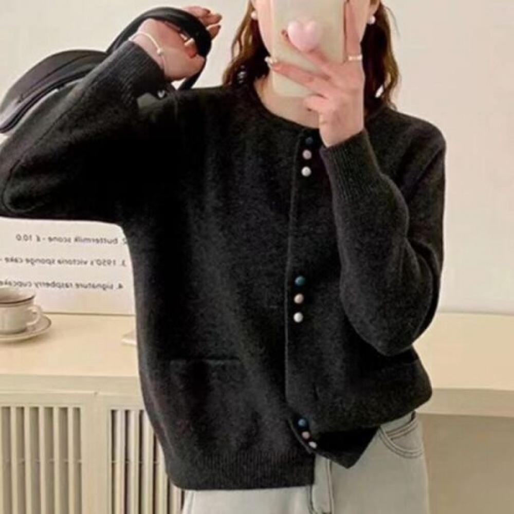 Navava Women Simple Daily Long Sleeve Knit Cardigan Nk2655