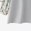 ZANZEA Women Print Splice 3/4 Sleeve Loose Casual O-neck Blouse