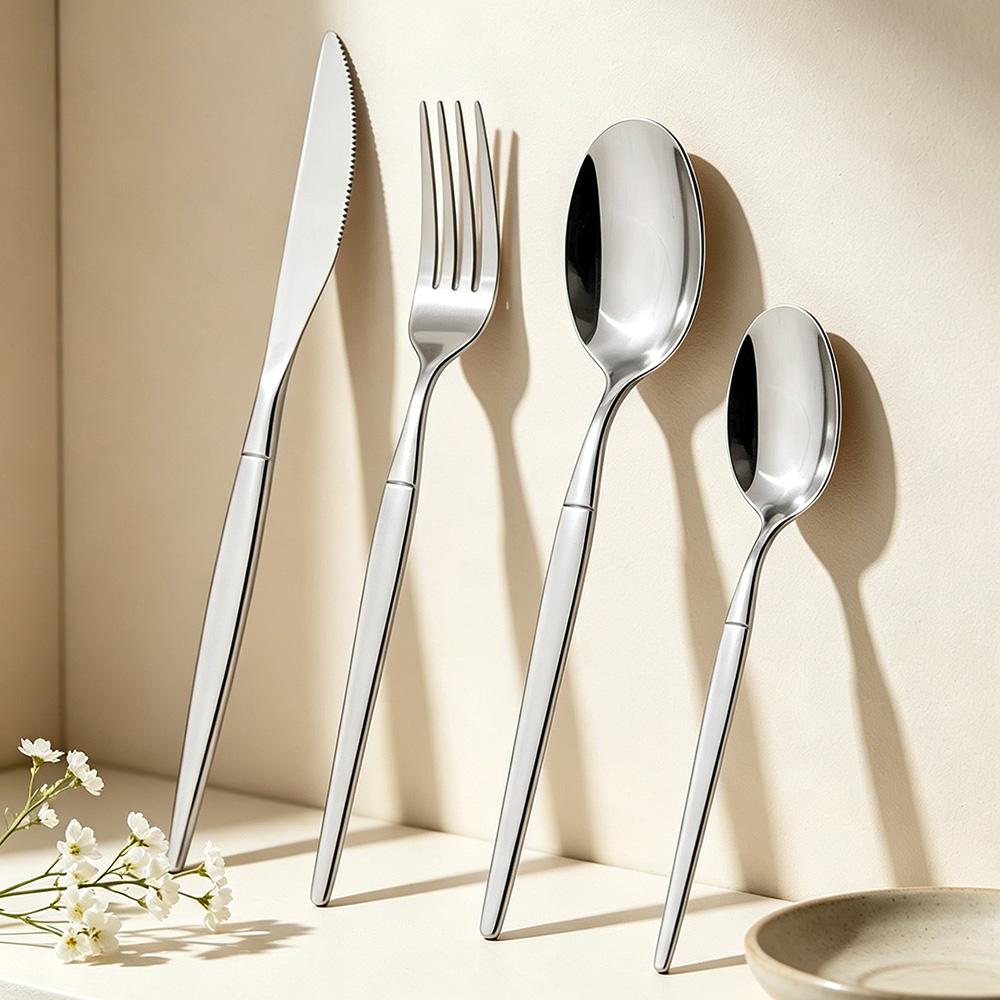 4Pcs/Set Stainless Steel Dinner White Gold Dinnerware Set Knife Fork Coffee Spoon Cutlery Set Kitchen Tableware Silverware Sets
