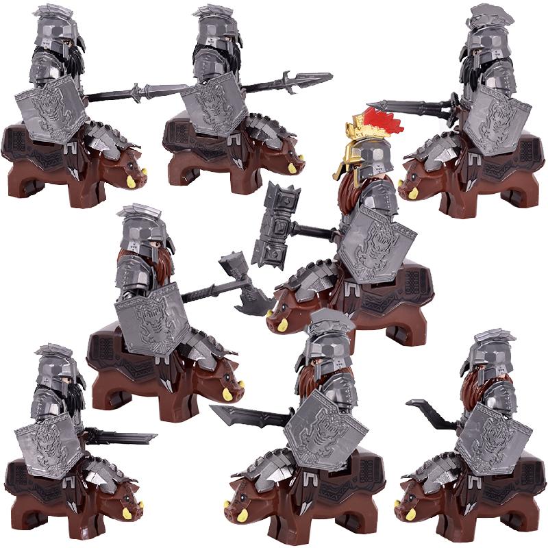 New MOC LOTR Soldier Dwarf Army Figures Armor Guard Warrior Medieval Knights Building Blocks Bricks Toys Gifts