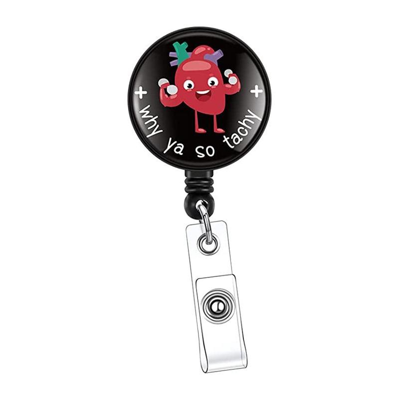 Fivela retrátil médica dos desenhos animados médico enfermeira licença de trabalho cordão criativo fácil de puxar fivela certificado marca nome