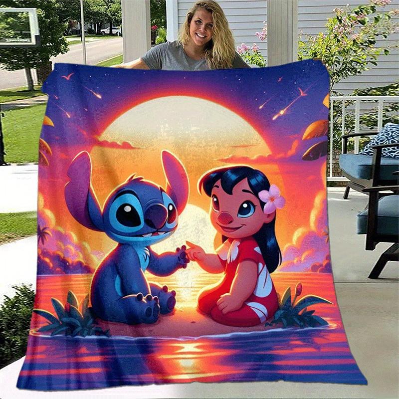 1pc Cute Stitch Printing Blanket - Soft, All-Season Throw for Living Room, Bedroom,Personalized Gift with Adorable Cartoon Design