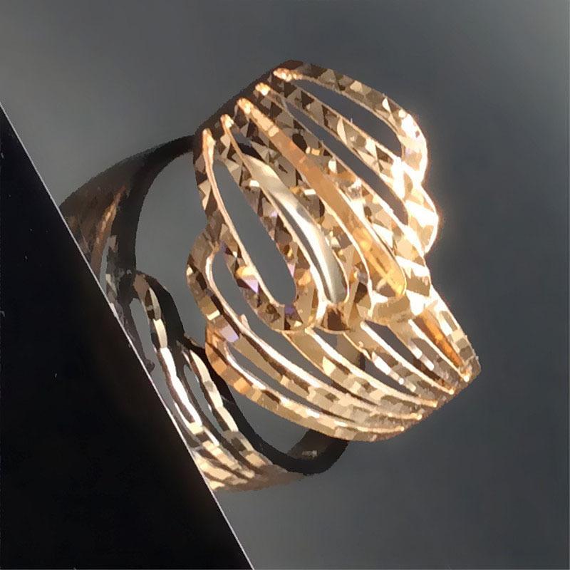 Russia 585 Purple Gold Luxury Hollow Car Flower Ring Plated Rose Gold Color Gold Retro Ring Trend