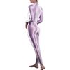 Women's One-Piece Shiny Long Sleeves Double Zipper Smooth Leotard Bodysuit Jumpsuit Catsuit