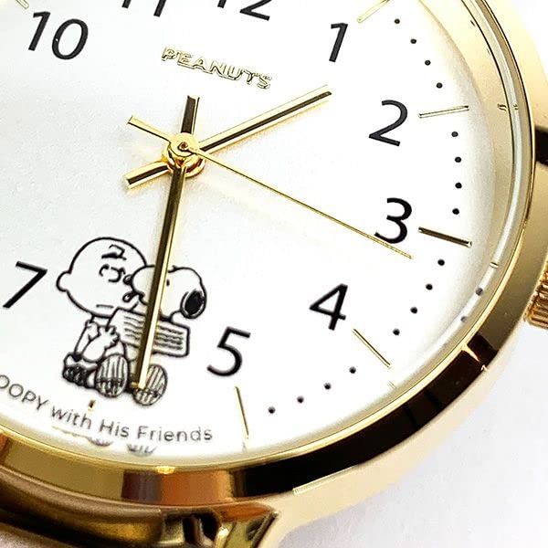 Fieldwork Snoopy Accordion Metal Pink Watch, Strap, Analog, Band, Gold, PNT027-2, Women's,