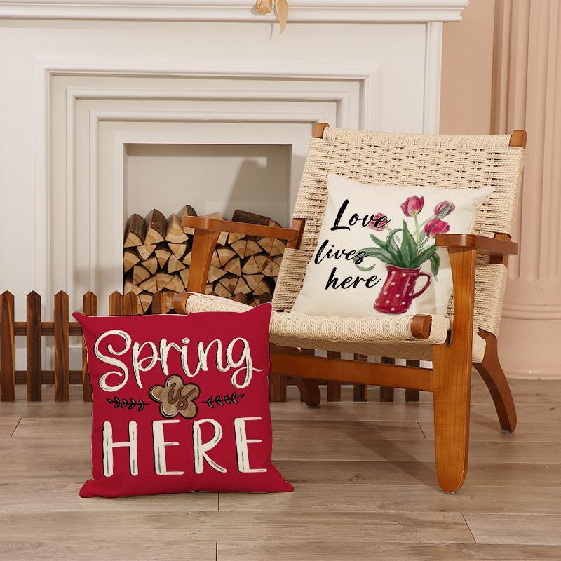 New Floral Letter Print Pillow, Simple and Versatile, Living Room Decoration, Sofa Cushion, Bedroom Bedside Cushion