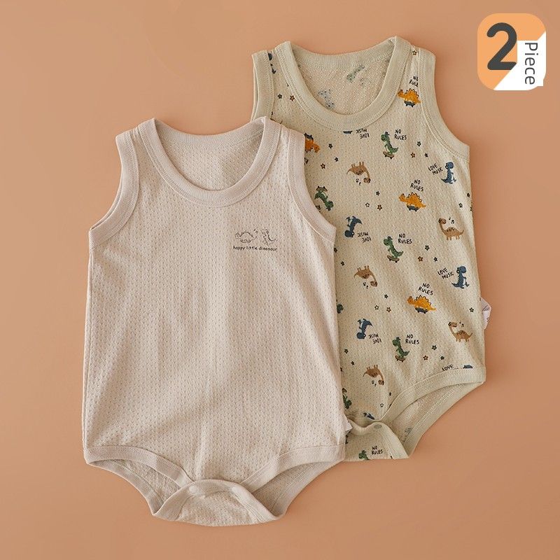 

Летний тонкий комбинезон-боди для новорожденного мальчика, дышащий, из чистого хлопка, пижама, комбинезон для младенца Wheat Dinosaur Vest 80 cm