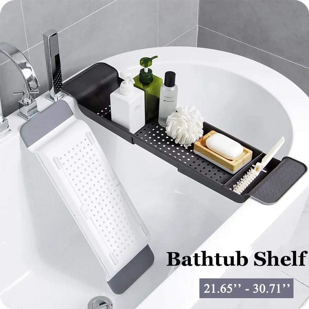 Bathtub Tray Expandable Drain Bathtub Shelf Detachable Multifunctional PP Bathtub Storage Organiser 55-78 CM Adjustable NEW