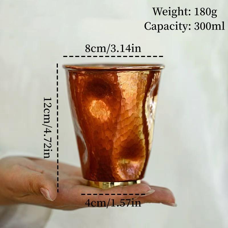 Vintage Pure Copper American Coffee Mug,Irregular Shape Texture Drinking Tea Beer Beverage Mug,Straight-Sided Tea Cup Tableware