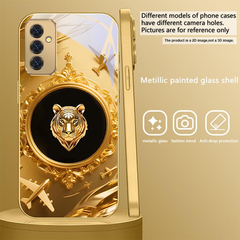 Gorgeous golden airplane For Samsung Galaxy S 21 S22 S23 Plus S24 Ultra S20 FE 25Ultra S21+ S9+ 22Plus Golden glass phone case