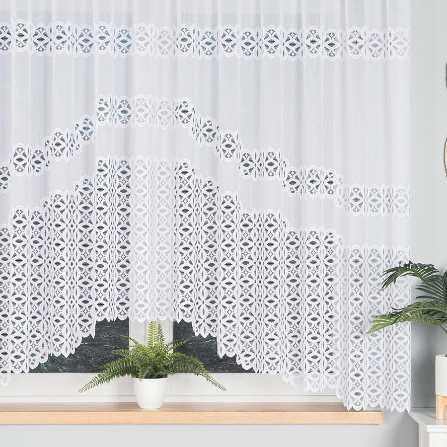 Adrianna - Ready-made curtain - White - Openwork strip - 300X160