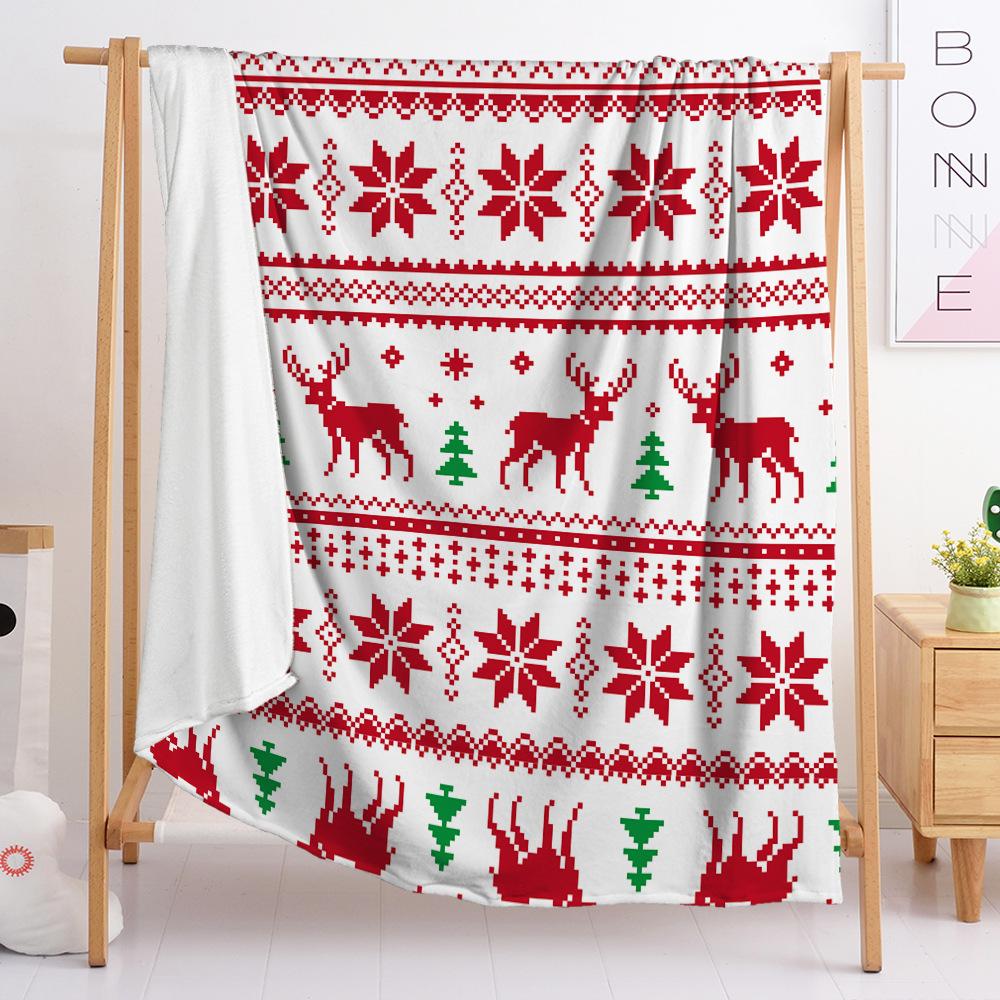 Blanket Small Fresh 3D Digital Printed Blanket Christmas Flannel Blanket Single Layer Blanket