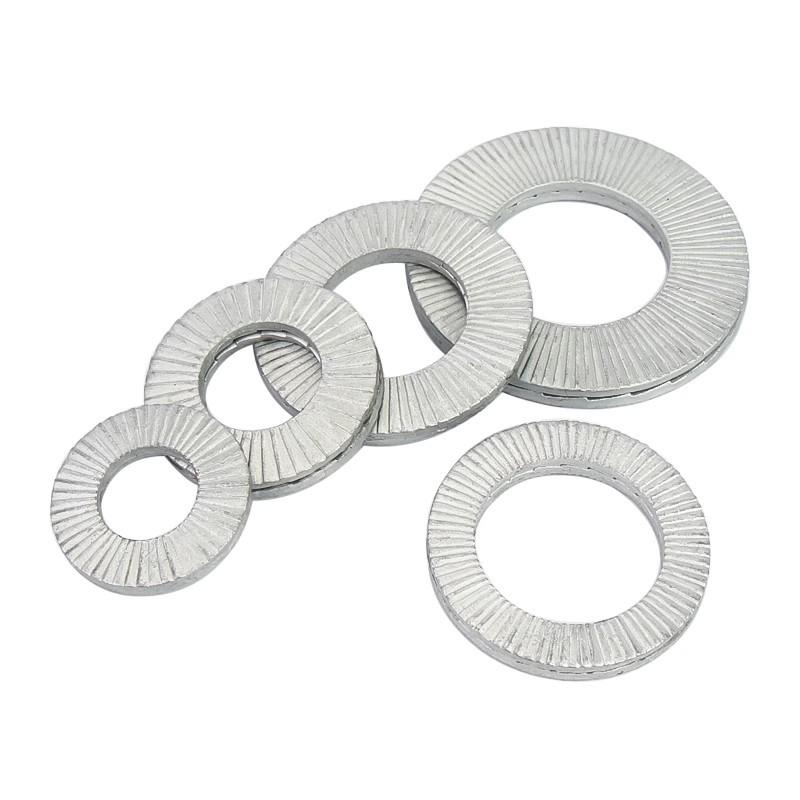 DIN25201 304 Stainless Steel Self-Locking Double Stack Washer, 65Mn Manganese Anti-Loosening, Double-Sided Tooth Layer.