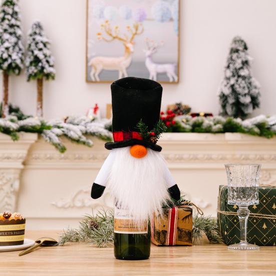 Champagne Bottle Cover Increase Atmosphere Reusable Fine Workmanship Wide Application Gift Decorate Cartoon Plush Christmas Wine Bottle Clothes