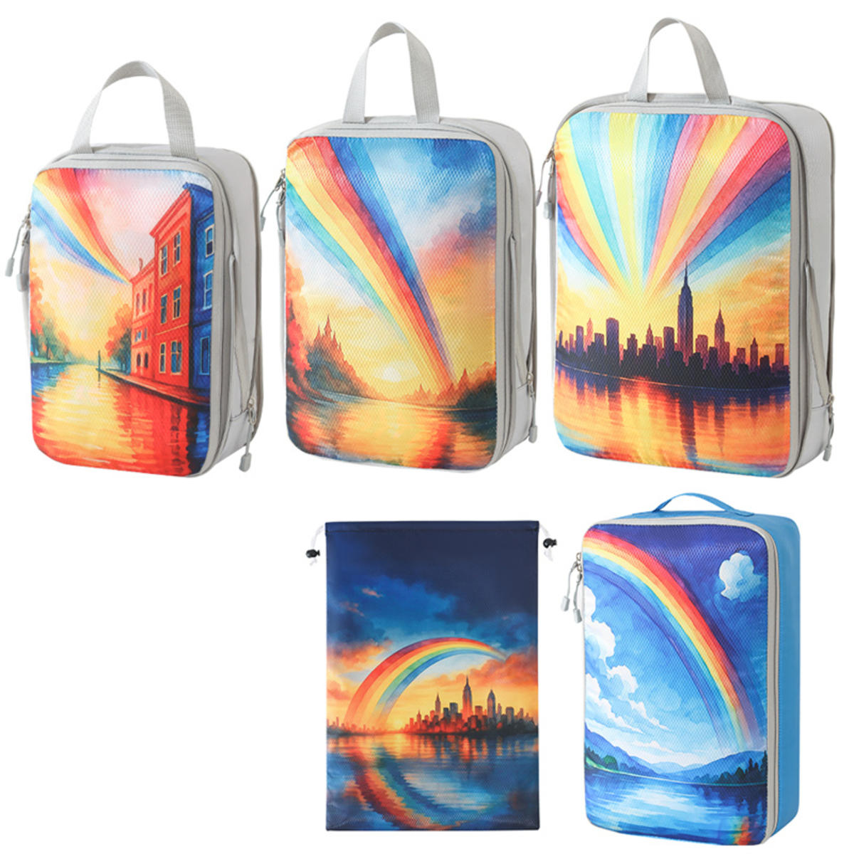 

5Pcs/Set Travel Organizer Set Zipper Storage Bag Large Capacity Bag Compressible Underwear Suitcase Luggage Packing Cubes one size