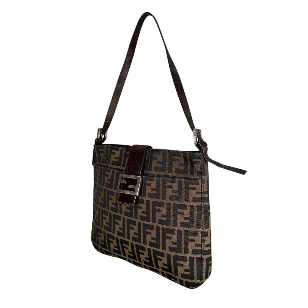 FENDI Zucca Pattern Shoulder Bag Brown Women used