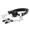 Metal Nipple Clamps & Ball Gag Set for Erotic Oral Slave Training