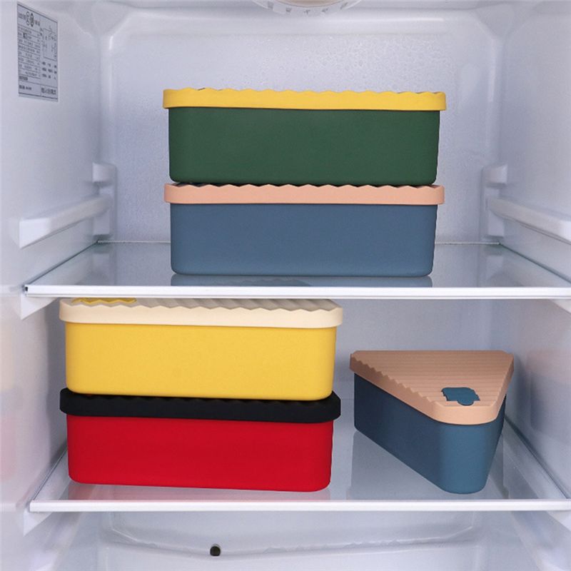 ABIY 1 PCS Pizza Organizer Box Save Space Reusable Pizza Slicone Storage Container Yellow