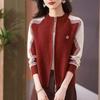 Spring new new round neck double zipper knitted sweater jacket medium mother knitted cardigan sweater jacket