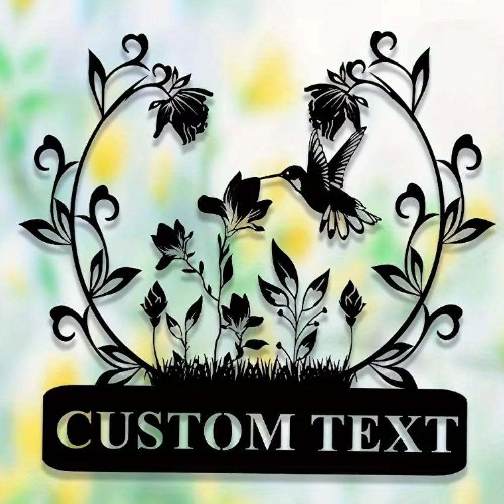 Personalized Metal Sign Floral Silhouette Wall Art Garden Gift
