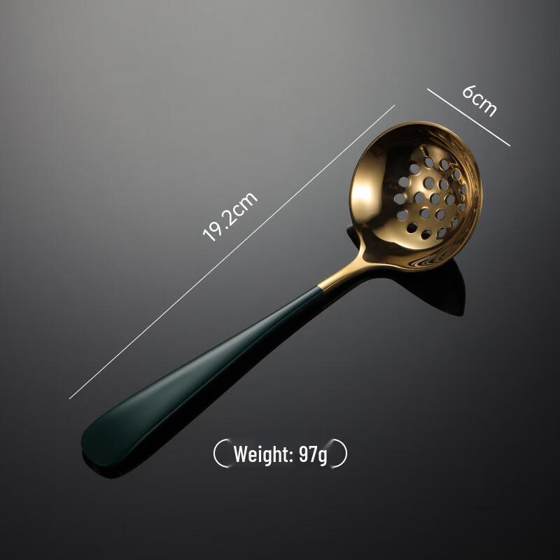 Qianxing 304 Stainless Steel Gold Green Slotted Spoon Set