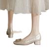 National style new Chinese single shoes annual temperament new rhinestone French thick heel high heels comfortable