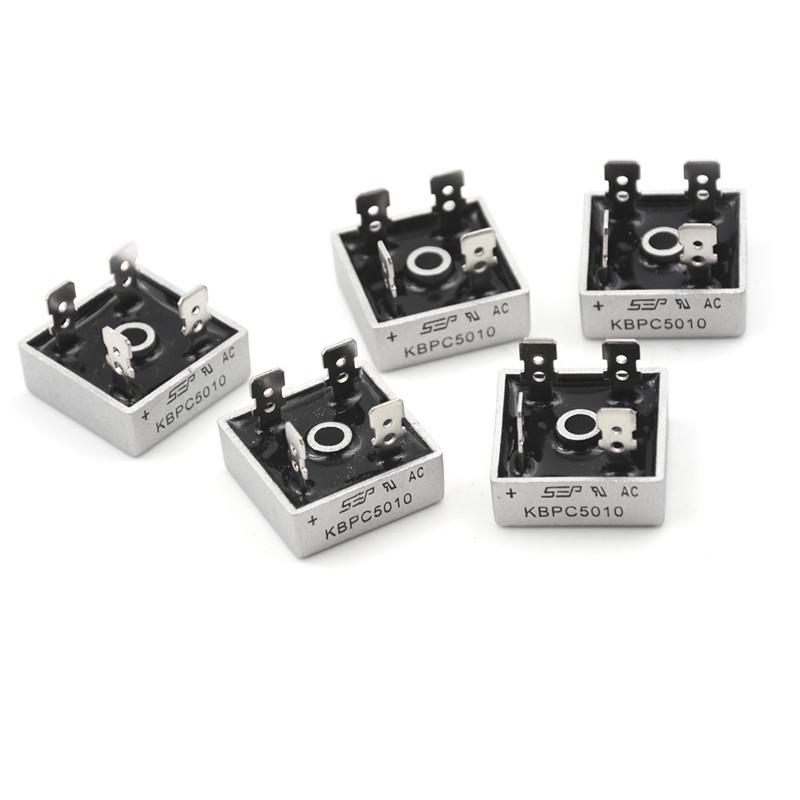5Pcs 50A 1000V Metal Case Bridge Rectifier Kbpc5010