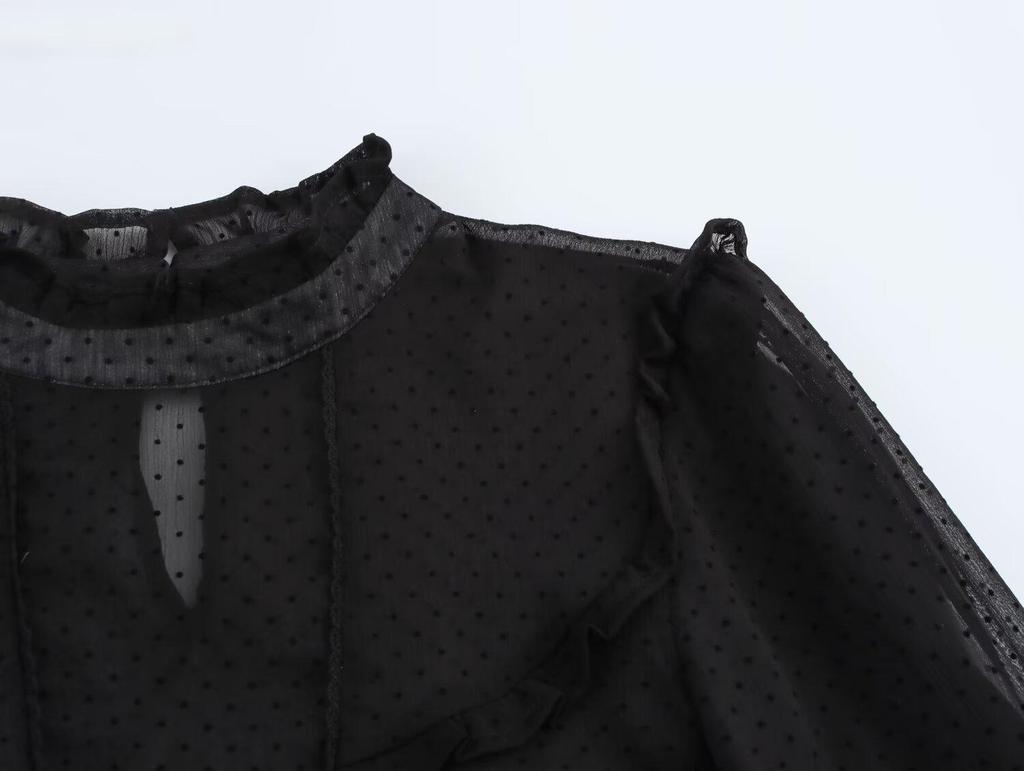 2024 Winter Women's European & American Style Romantic Tulle Fashion Shirt