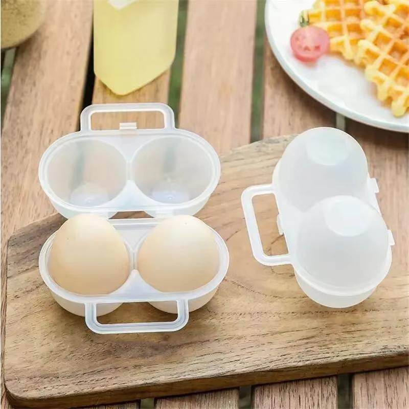 PlasticTray Refrigerator Egg Storage Box Shock Absorbing and Anti Drop 1pc 2Cell Outdoor Portable Egg Box