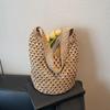 Women Knitting Shoulder Bag Hollow Out Beach Bag Large Capacity Aesthetic Tote Handbag Ladies Daily Handbag CLE