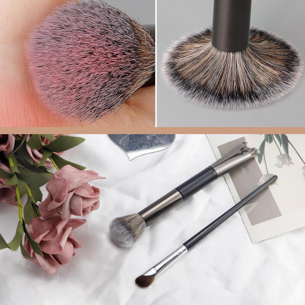 2 Pcs Nose Contour Brushes, 2-in-1 U-shaped Fluffy brush Dual-End Angled Nose Brushes Set Practical Makeup Tools for Nose Sculpting and Definin