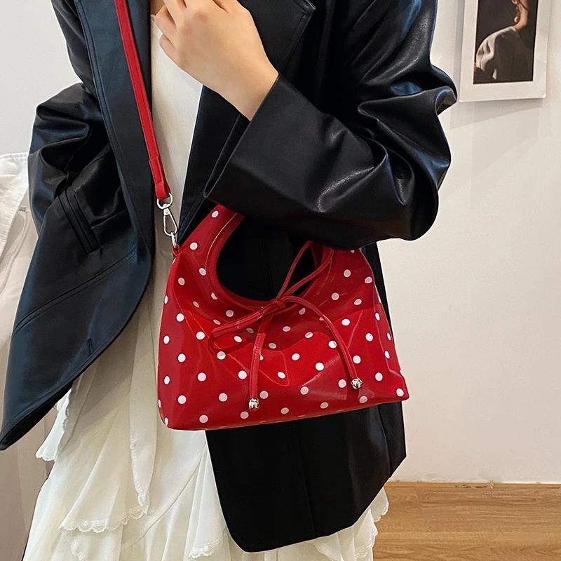 Fashi Borsa a Spalla da Donna con Fiocco a Farfalla e Pois Rotondi 2026 Nuove Borse a Tracolla Versatili Senso Avanzato per Lavoro e Tempo Libero Borse a Mano