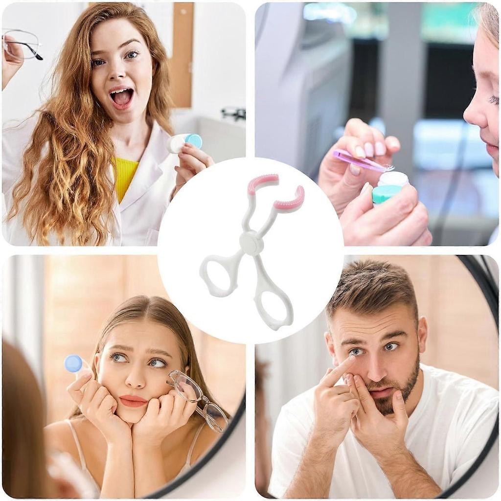 Contact Lens Helper Eyelid Stretcher Applicator Tool with Soft Adhesive Strip for Easy Lens Removal Pink Travel Size