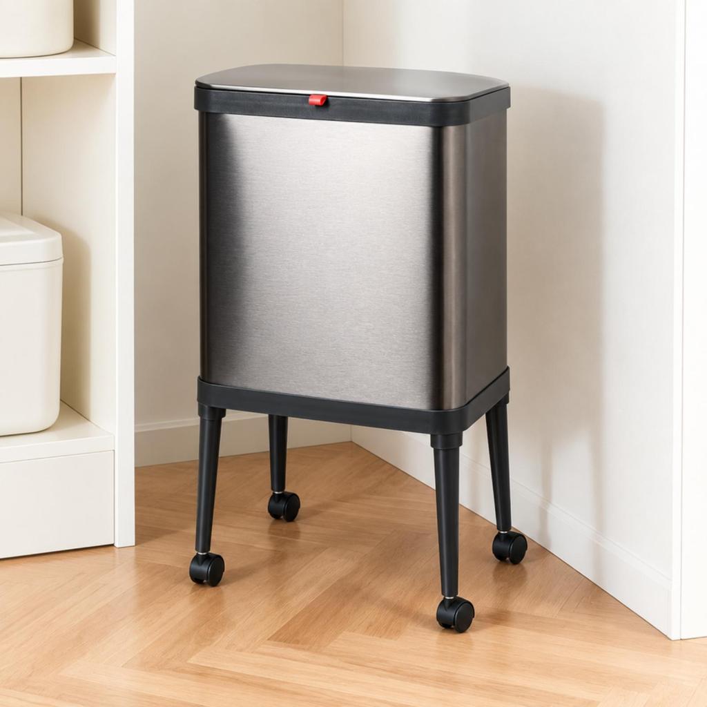 15Liter Rectangular Garbage Bin on the Legs Mobile Wheeled Kitchen Trash Can with Casters