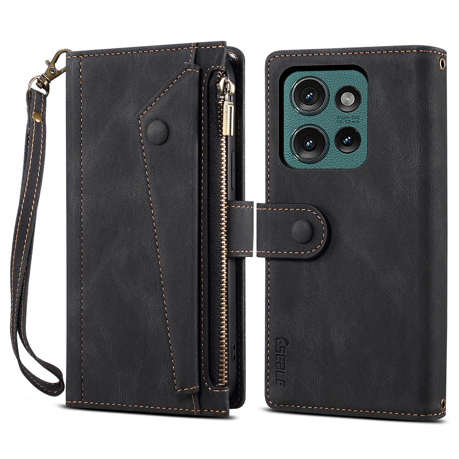 

ESEBLE Star Series For Motorola Edge 50 Neo 5G/Moto S50 5G/Thinkphone 25 5G Case Zipper Wallet Leather Stand Phone Cover Black