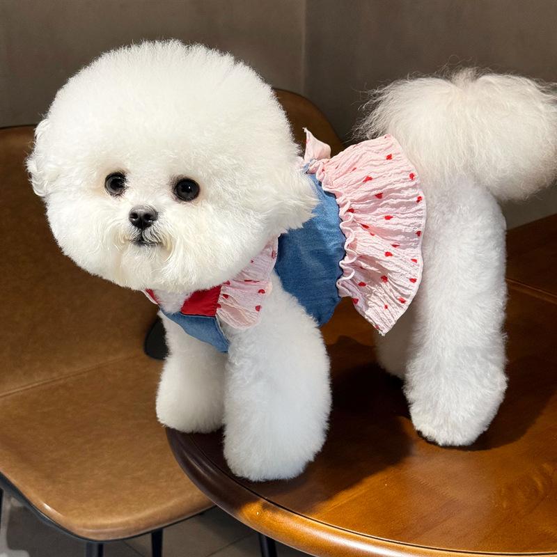 Pet Clothes, Dog And Cat Clothes, Summer Thin Traction Denim Vest Skirt, Teddy Bichon Small Dog