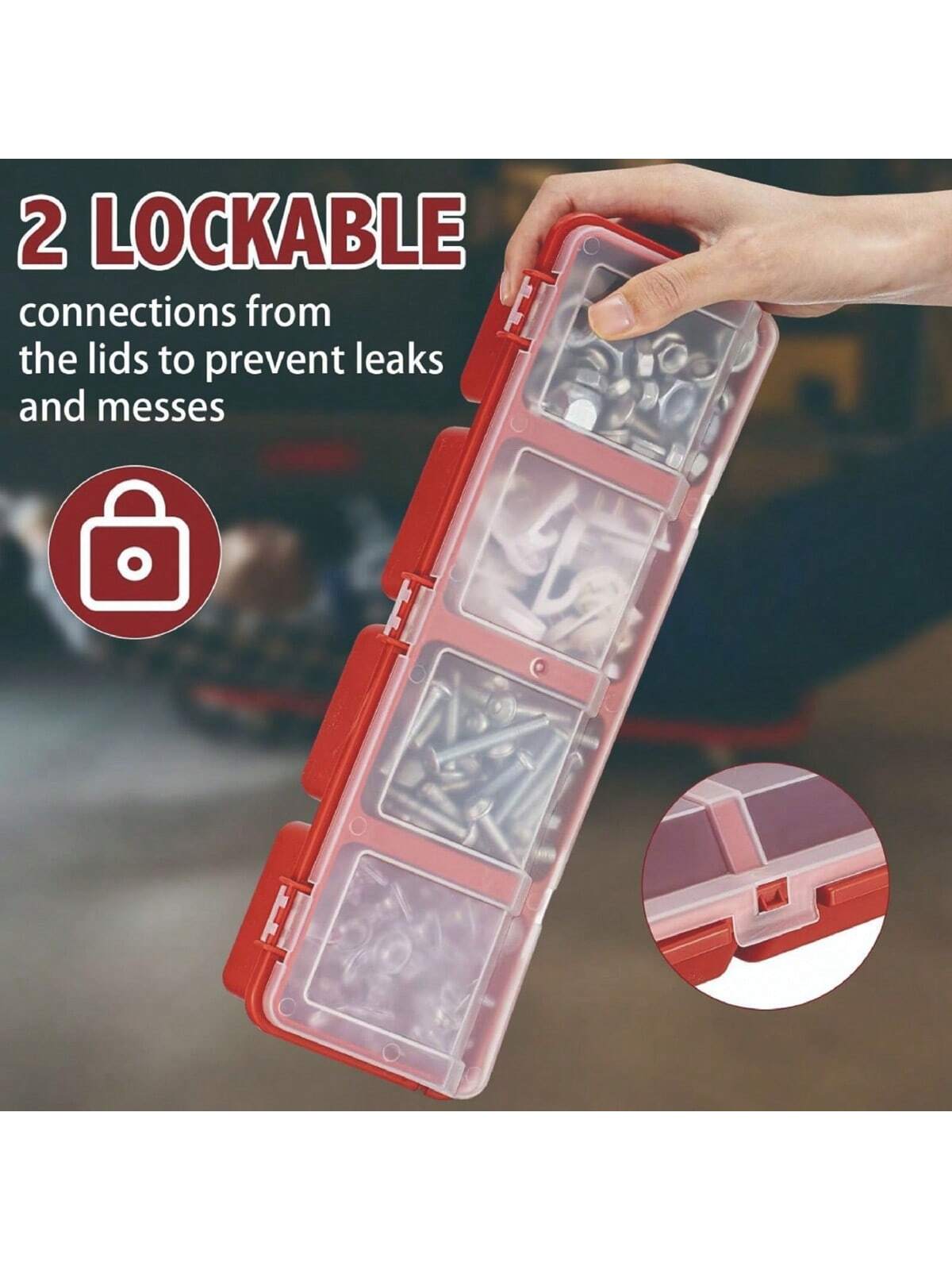 

1pc 31x10x6cm 4-Grid Plastic Screw Storage Box, Made Of High-Strength PP Material, Waterproof Tool Organizer Box