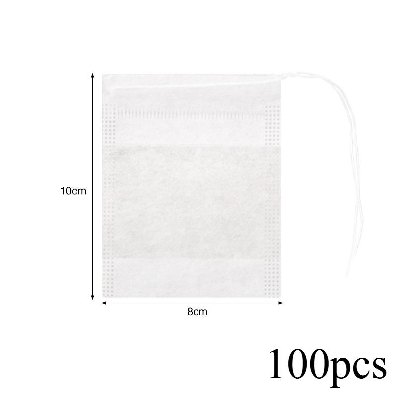 100pcs Disposable Tea Bags with Drawstring, Infusion for Herbal Tea, Coffee and Medicinal Use, for Home, Restaurants and Cafes