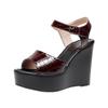 8cm 10cm 12cm Elegant Thick Bottom Platform Sandals 2025 Patent Leather Shoes Block High Heels Sandals Office Model Dress Party