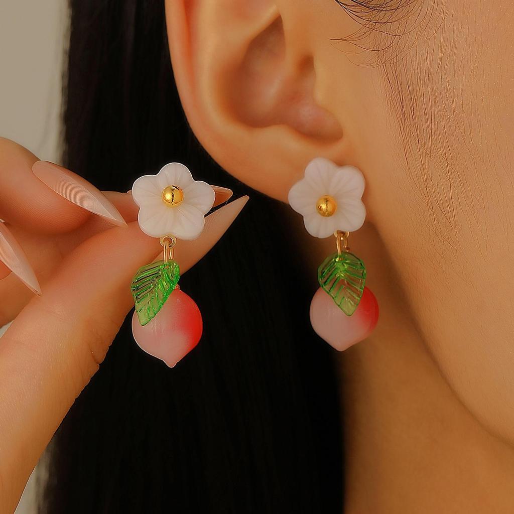 Módní Kreativní Design Sladké Kumquat Oranžové Ovocné Náušnice Pro Ženy