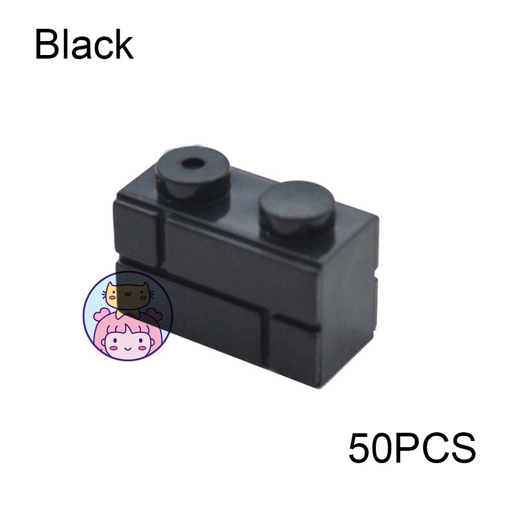 50pcs Wall Striped Bricks MOC 1x2 Building Blocks Toys Palace Castle Creative Figures Military House Wall Transparency Parts