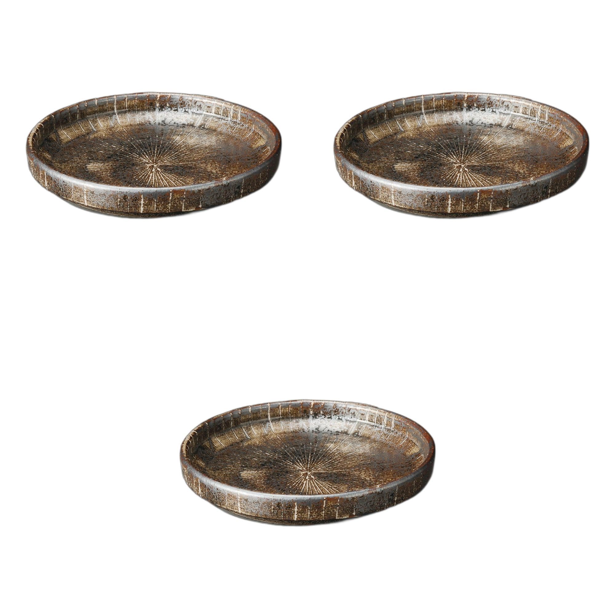 

Set of 3 Gray Shino Tokusa Obon Plates x Ceramic Plates by Setomonohonpo [21 3.5cm] Medium-sized