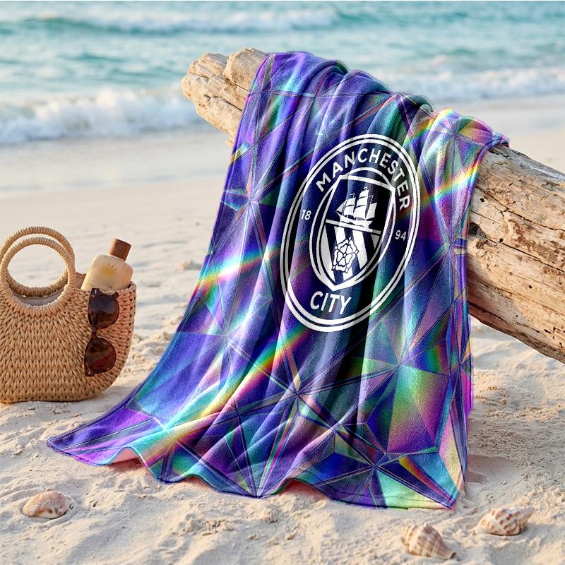 Asciugamano da Spiaggia in Microfibra con Stampa Manchester City Asciugatura Rapida Assorbente Grande Asciugamano per Spiaggia Nuoto Viaggio