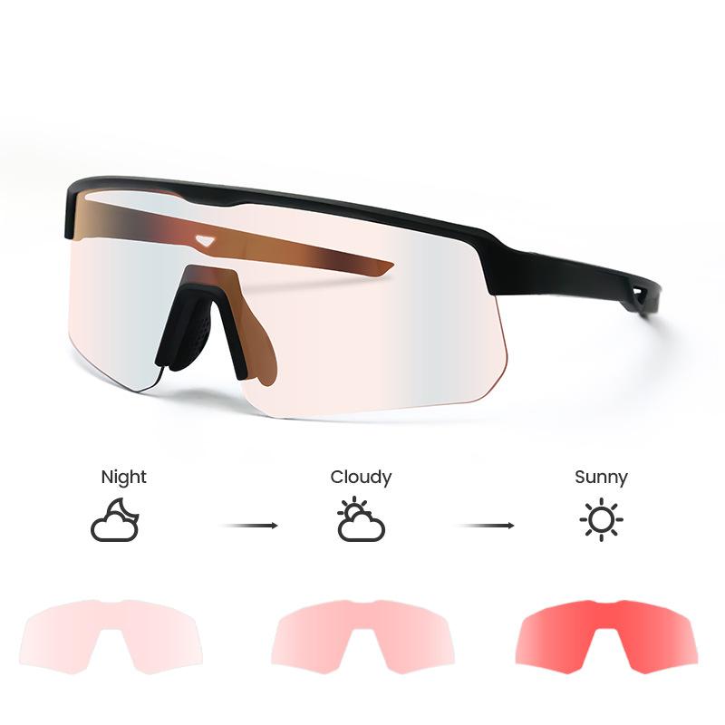 Cycling Photochromic Glasses, Outdoor Bicycle Marathon Windproof Men's Goggles, Sports Glasses Suitable for Day and Night Use for Women