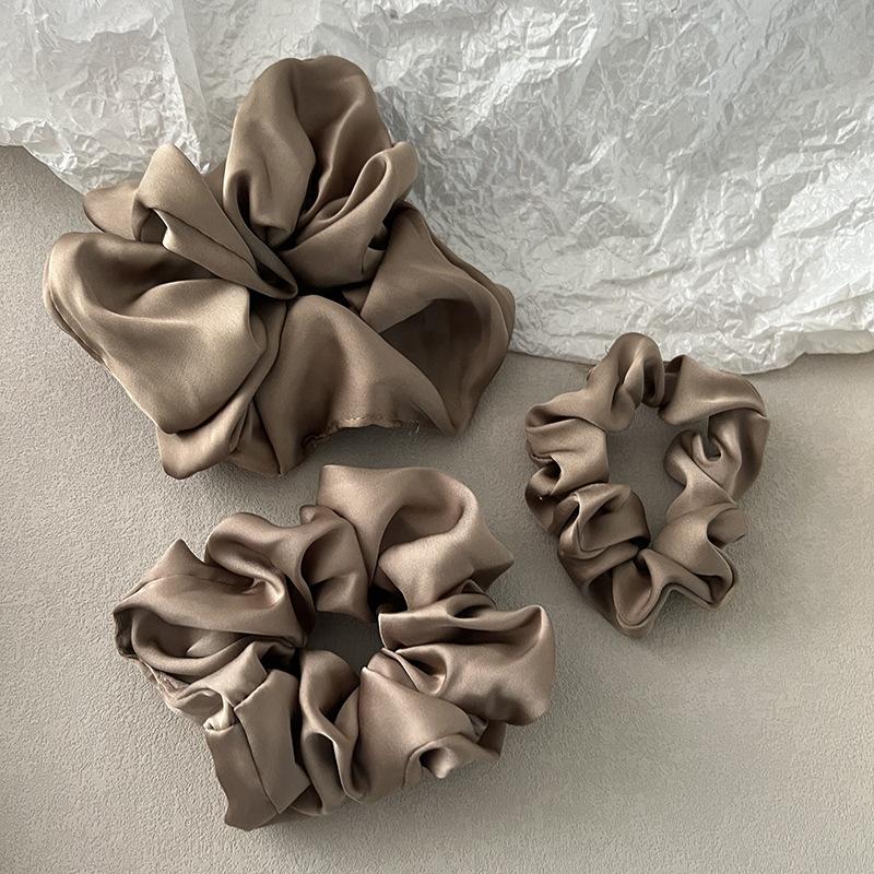 

Korean Hair Bands 3Pcs Premium Satin Scrunchies French Style Three Sizes No Slip Hair Ties for Women
