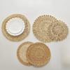 Bohemia Round Woven Placemats for Dining Table Braided Heat Resistant Non-Slip Weave Water Hyacinth Table Mats Table Decoration