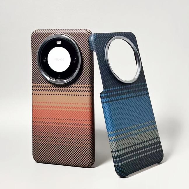 Applicable To Huawei Mate 60 Sunrise Moon Falling Magnetic Snap Case Pura70 Metal Three-Pack Carbon Fiber Pattern Protection Case
