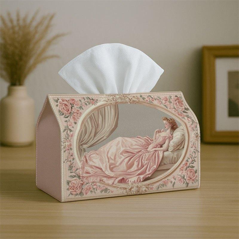 2D Flat, 1pc Vintage Floral Tissue Box Holder with Elegant Lady Frame - Decorative Suitable for Home, Car, Kitchen & Bathroom Tissue Dispenser, Cover