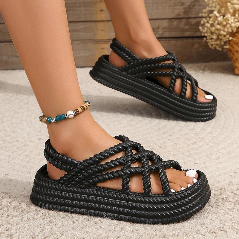 Sommer Neue Stil Modische und Bequeme Damen Trendy Verschleiß-beständig Dicken Sohlen Strand Casual Sandalen Ferse Sandalen